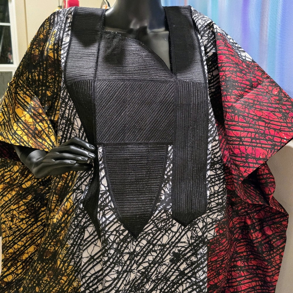 Embroidery on Ankara BuBu/Kaftan / Mou mou Multicolor Maxi Dress